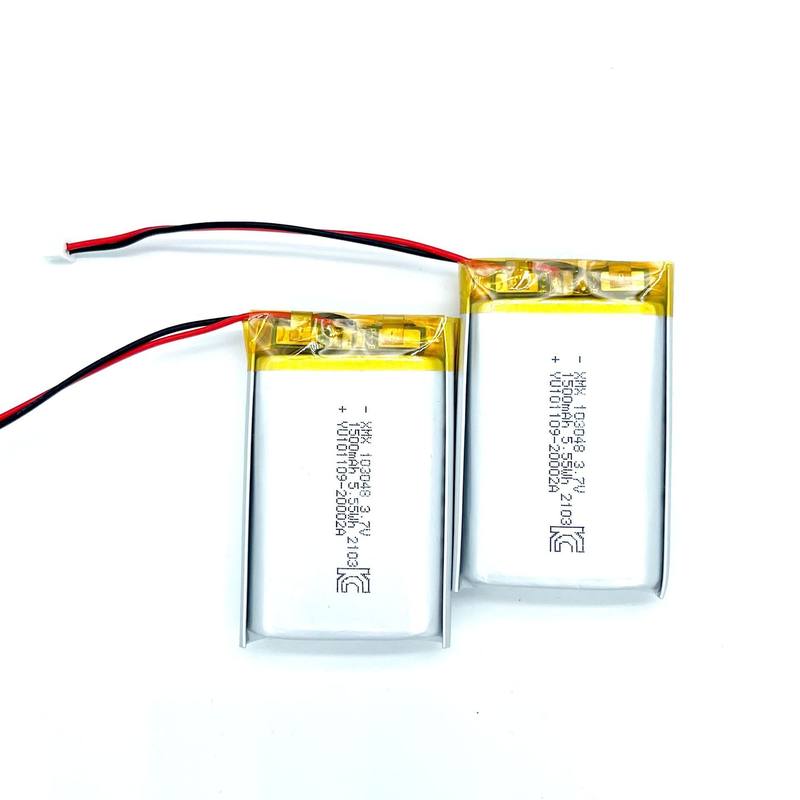 103048 LiPo battery front and back view 3.7V 1500mAh