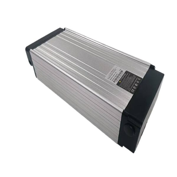 HNF Battery 48V 13Ah rear rack e-bike battery aluminum alloy housing angle view