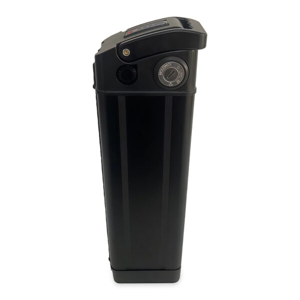 Silverfish e-bike battery 36V 48V black aluminum housing front view