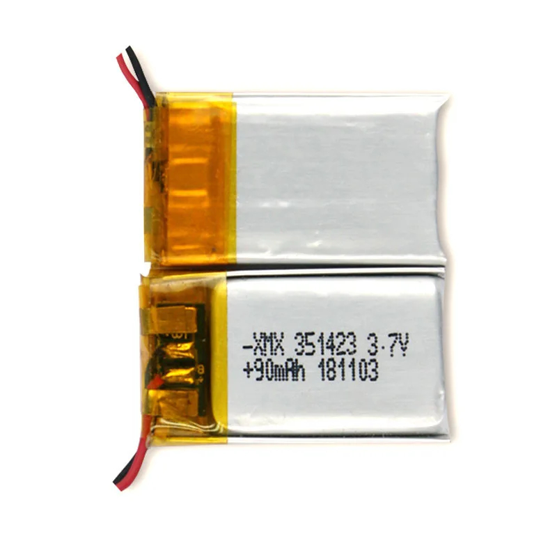hot selling rechargeable li polymer battery pack 351423 90mah 3.7v 0.3332wh for smart device in stock 1