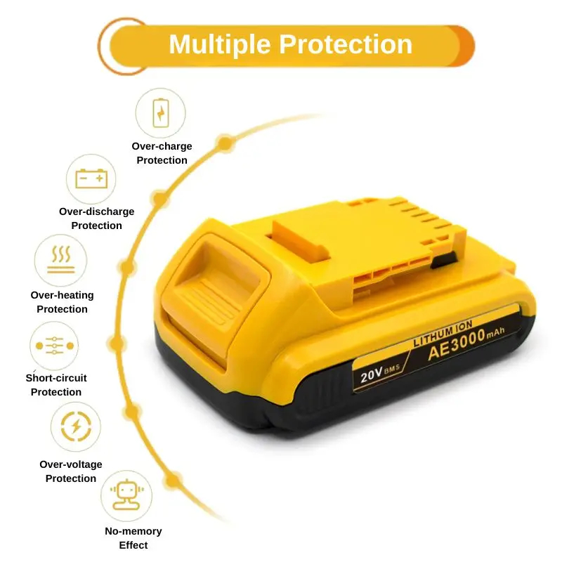 100% for dewalt 18v 20v 3ah max lithium batteries dcb203 li ion battery replacement dcb206 dcb205 dcb204 dcb200 power tools 3