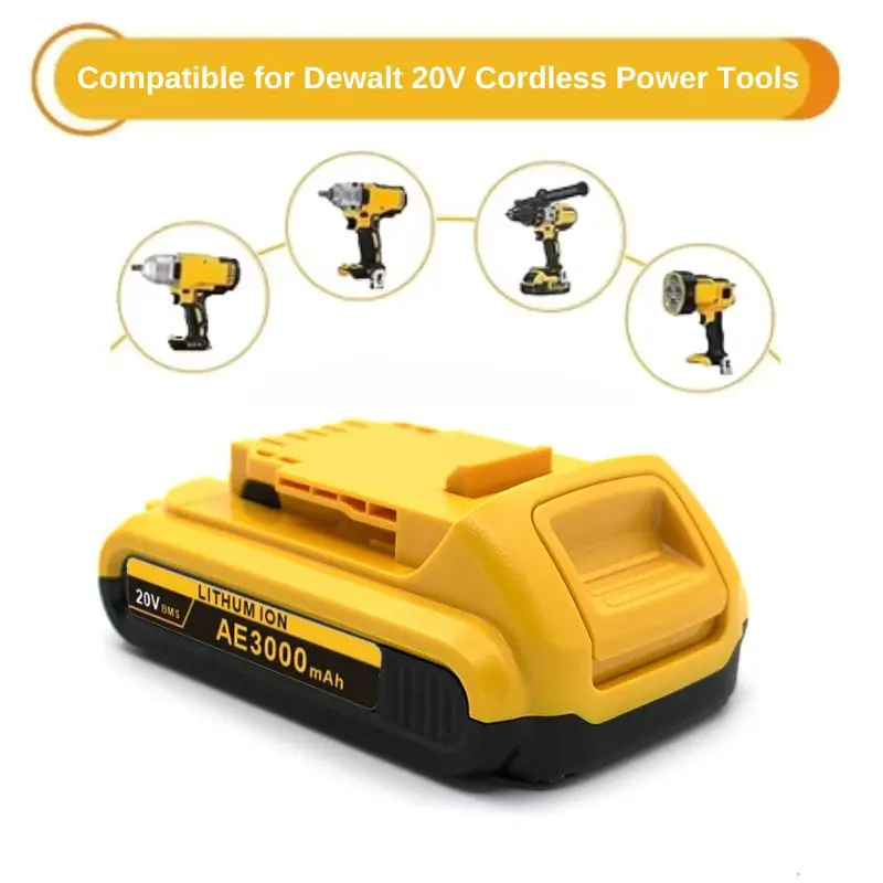 100% for dewalt 18v 20v 3ah max lithium batteries dcb203 li ion battery replacement dcb206 dcb205 dcb204 dcb200 power tools 4