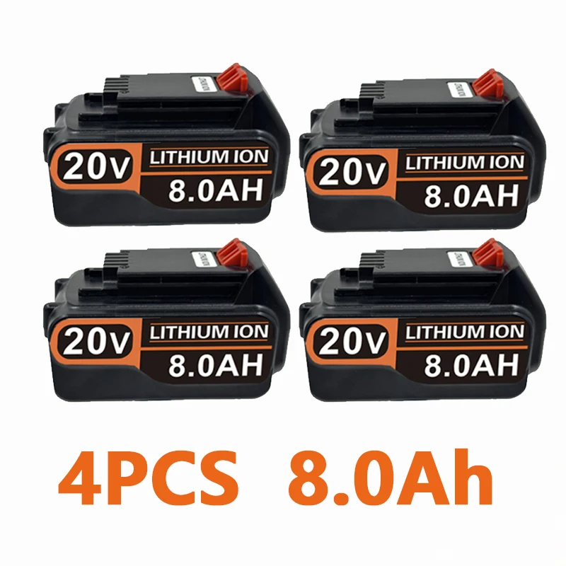 high capacity 8ah lbx20 replacement for black & decker 20v battery max lithium bl2018 lbxr20 lb20 lst220 lb2x4020 cordless tools 11