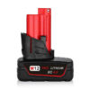 Milwaukee M12 12V 4.0Ah replacement battery front view